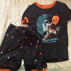 Space Adventure Kids Pajamas - Black and Orange
